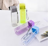 1Pc 350ml Transparent Square Plastic Matte Water Bottle - Pkwebstore