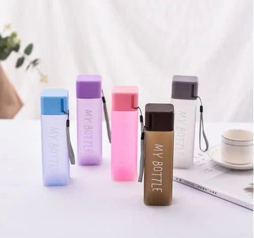 1Pc 350ml Transparent Square Plastic Matte Water Bottle - Pkwebstore