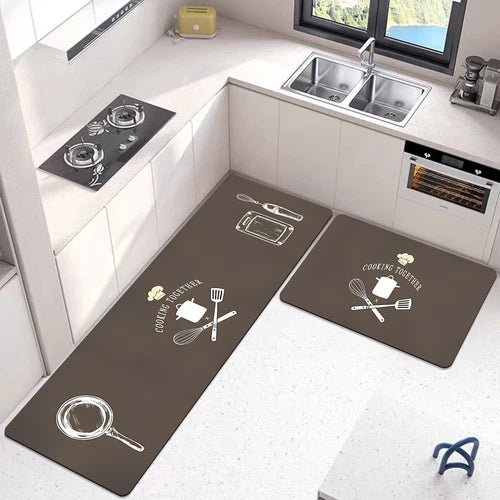 2 Pcs Set Kitchen , Bathroom ,HomeDecor Anti - Slip Absorbent Mat & Runner - Pkwebstore