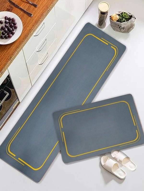 2 Pcs Set Plain Kitchen , Bathroom ,HomeDecor Anti-Slip Absorbent Mat & Runner - Pkwebstore