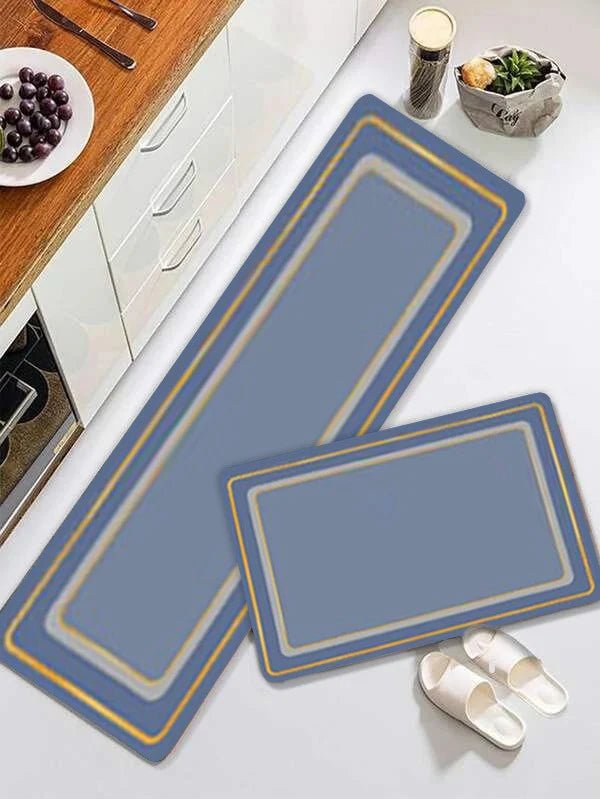 2 pcs set Plain Kitchen , Bathroom ,HomeDecor Anti-Slip Absorbent Mat & Runner - Pkwebstore