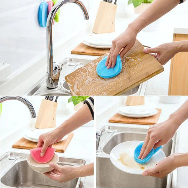 2 Pcs Silicone Sponge Dish Washing - Pkwebstore