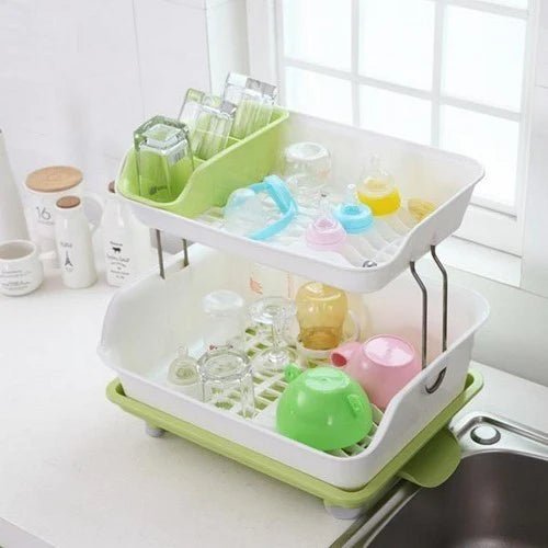 2 Tier Dish Rack With Adjustable Water Drainage - Pkwebstore