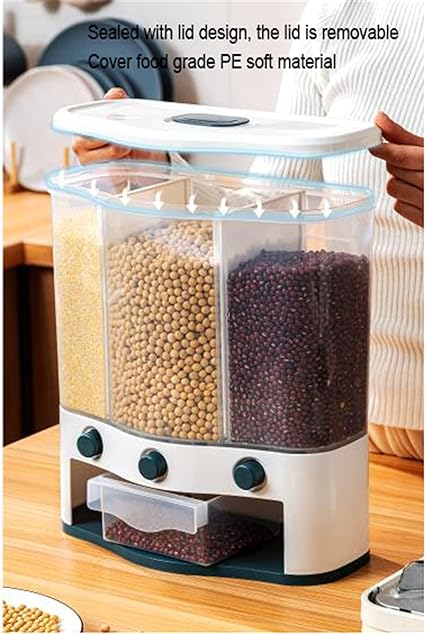 3 Grid Sealed Rice / Beans Storage Box 6 kg - Pkwebstore