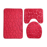 3 Pcs Set Toilet Seat Cover Bath Mat Shower Room Floor Rug Home Bathroom Anti - Slip Absorbent Doormat A - Pkwebstore