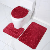 3 Pcs Set Toilet Seat Cover Bath Mat Shower Room Floor Rug Home Bathroom Anti - Slip Absorbent Doormat A - Pkwebstore