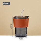 400ML Creative Amber Straw Glass Large-Capacity Coffee Cup Water Bottle - Pkwebstore