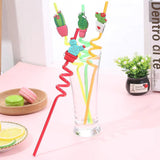 4pcs/pack Fruit Cartoon Party Decoration Straw - Pkwebstore