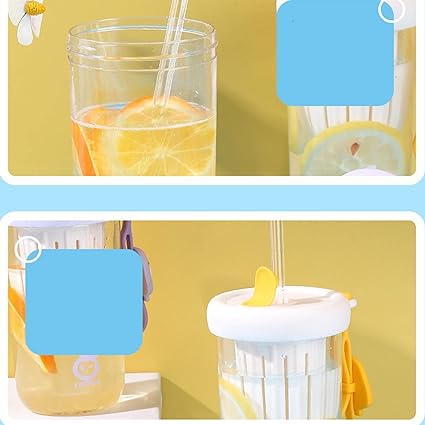 500ml Cute Drinking Cup with Straw Tea Infuser - Pkwebstore