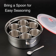 7 Grid Steel Spice Box With Spoon - Pkwebstore