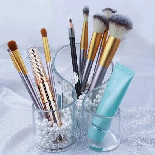 Acrylic 3 Compartment Cosmetic Brush Holder - Pkwebstore