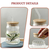 Creative Glass Cup with Lid and Straw Coffee Milk Juice Mug 400ml - Pkwebstore