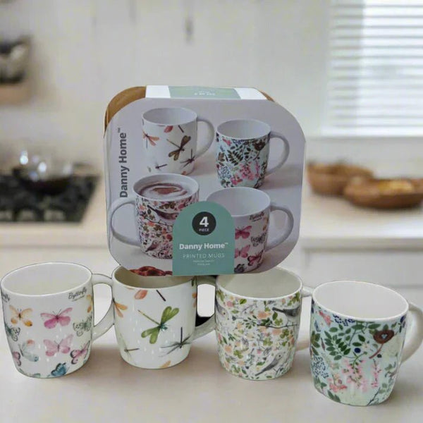 Danny Home™ 4 Pcs Floral Mugs - Pkwebstore