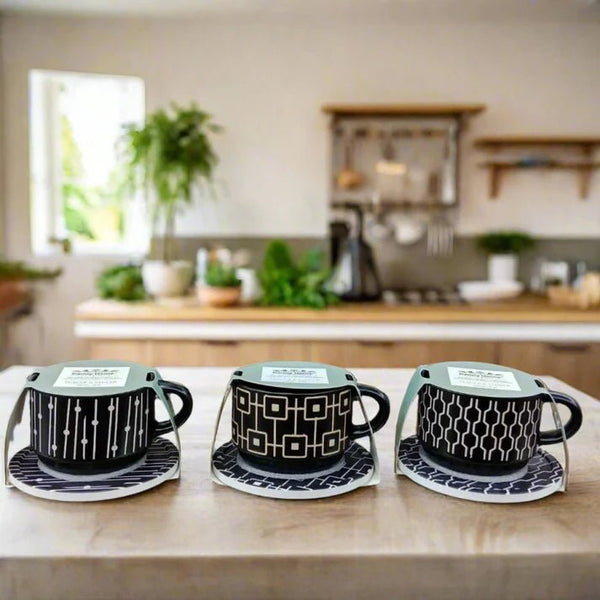 Danny Home™ Black Cup & Saucer Set, 3 Pcs - Pkwebstore