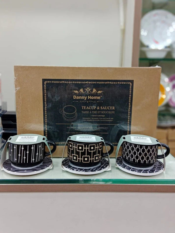 Danny Home™ Black Cup & Saucer Set, 3 Pcs - Pkwebstore