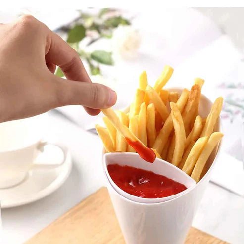 French Fries Dip Cone Cup With Sauce Holder - Pkwebstore