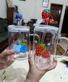 Kids Fruit Printed Cup with Straw - Pkwebstore