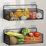 Large Storage Iron Basket With 2 Traceless Hooks - Pkwebstore