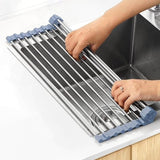 Over The Sink Dish Drying Rack, Roll Up Dish Drying Rack Kitchen Sink Rack - Pkwebstore