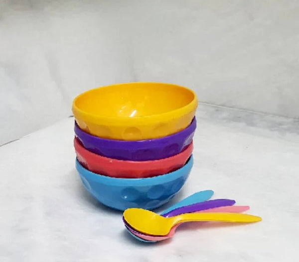 Pack of 4 - Beautiful Design Soup Bowls With Spoons - Pkwebstore