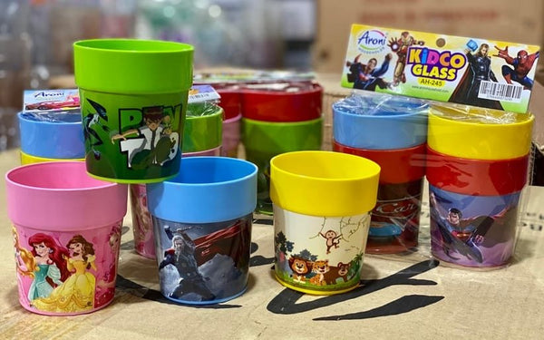 Pack Of 4 - Kidco Glass With Printed Cartoon Characters - Pkwebstore