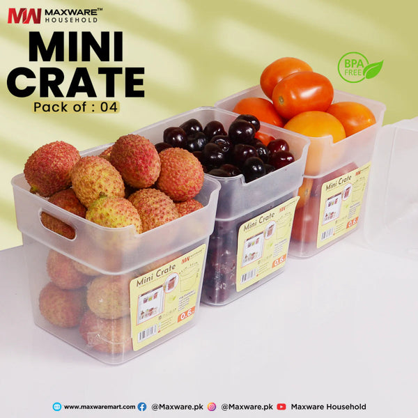 Pack Of 4 Plastic Mini Crate - Pkwebstore