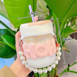 Pearl Chain Glass Cup Female High Beauty Household Water Cup - Pkwebstore