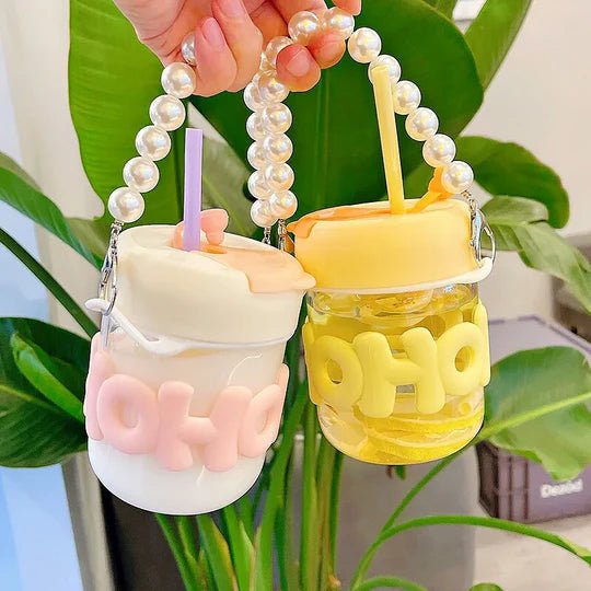 Pearl Chain Glass Cup Female High Beauty Household Water Cup - Pkwebstore