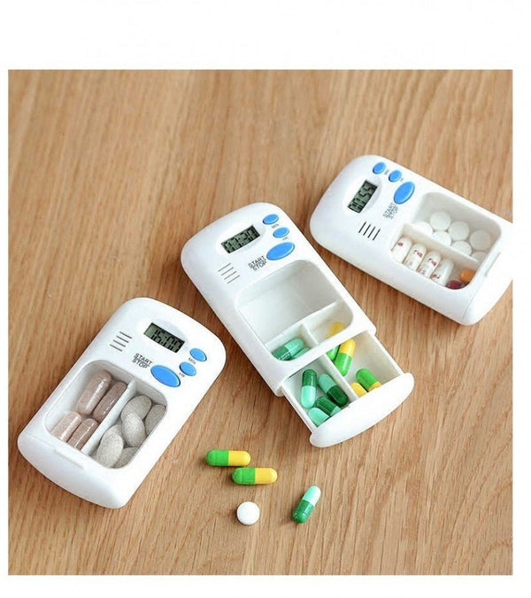 Portable Mini Pill Box Timer with LCD Digital Electric Alarm Medicine Pill Case 2 Grids - Pkwebstore