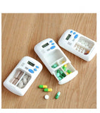 Portable Mini Pill Box Timer with LCD Digital Electric Alarm Medicine Pill Case 2 Grids - Pkwebstore