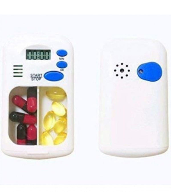 Portable Mini Pill Box Timer with LCD Digital Electric Alarm Medicine Pill Case 2 Grids - Pkwebstore