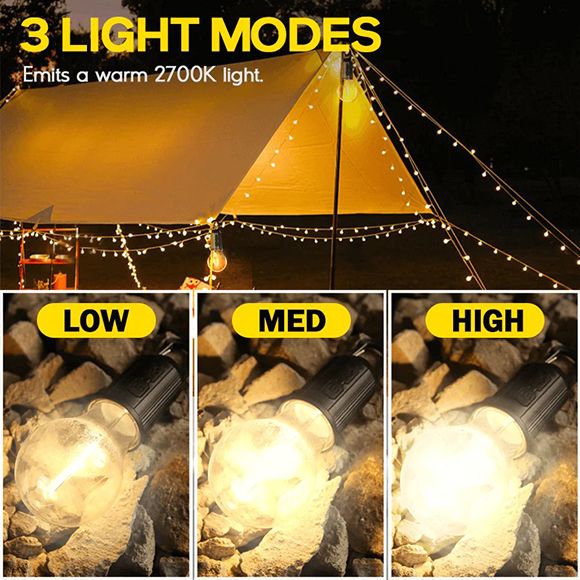 Rechargeable Hanging Bulb Light With 3 Modes - Pkwebstore