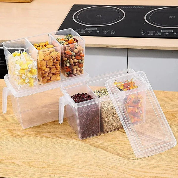 Refrigerator Kitchen Food Storage Organizer Boxes with Lids & 3 Removable Bins - Pkwebstore