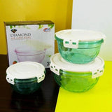 Set Of 3 Acrylic Diamond Air Tight Bowls - Pkwebstore