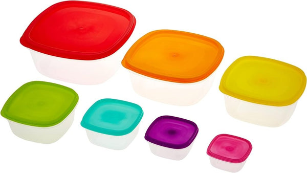 Set of 7 Plastic Food Storage Boxes / Food Storage Containers - Pkwebstore