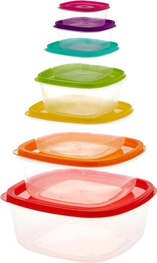 Set of 7 Plastic Food Storage Boxes / Food Storage Containers - Pkwebstore