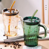 SMOOTHIES GLASS CUP WITH STRAW AND LID - Pkwebstore