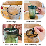 Smoothies Glass Cup With Straw And Lid - Pkwebstore