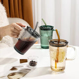 SMOOTHIES GLASS CUP WITH STRAW AND LID - Pkwebstore