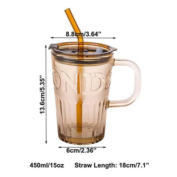 Smoothies Glass Cup With Straw And Lid - Pkwebstore