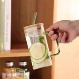 Square Glass Cup With Bamboo Lid and Straw - Pkwebstore