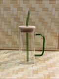 Square Ice Tea mug with lid and glass straw - Pkwebstore