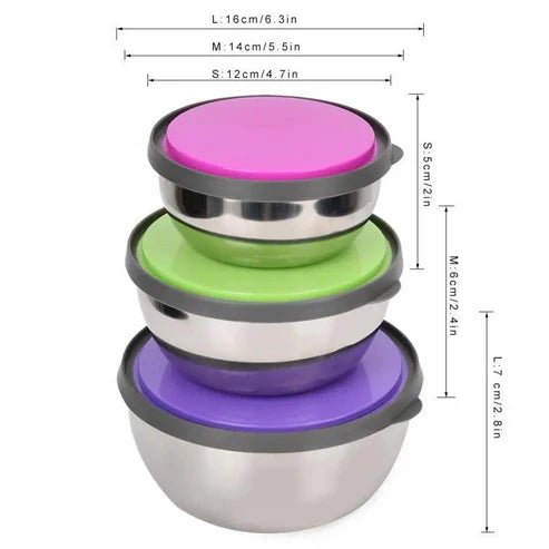 Stainless Steel Storage Bowls (Pack Of 3) - Pkwebstore