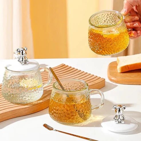 Tea and Coffee Glass Cup with Lid - Pkwebstore