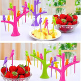 Tree Birds Design Rainbow Plastic Fruit Forks - Pkwebstore