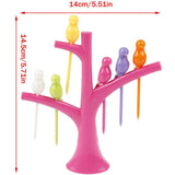 Tree Birds Design Rainbow Plastic Fruit Forks - Pkwebstore