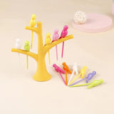 Tree Birds Design Rainbow Plastic Fruit Forks - Pkwebstore