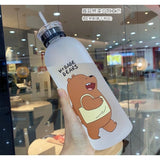 'We Bare Bears' Frosted Plastic Water Bottle with Straw - Pkwebstore