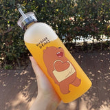 'We Bare Bears' Frosted Plastic Water Bottle with Straw - Pkwebstore