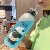 'We Bare Bears' Frosted Plastic Water Bottle with Straw - Pkwebstore